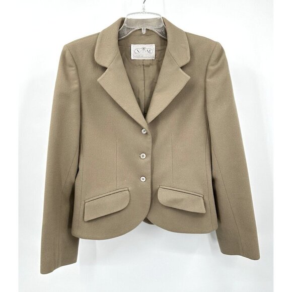 vintage 80s NEIMAN MARCUS STANLEY BLACKER jacket blazer 100% wool tweed tan 10 - Picture 1 of 11